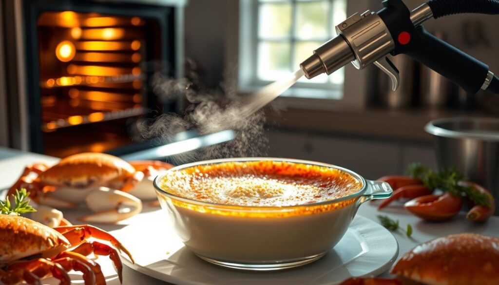 Crab Brulee baking process