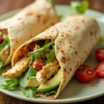 Chicken Avocado Wrap Recipe - A healthy and flavorful wrap filled with tender chicken, creamy avocado, fresh greens, and juicy cherry tomatoes.