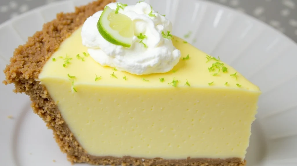 Key Lime Pie with a Buttery Crust, Topped with Whipped Cream and Fresh Lime Slices